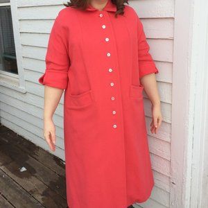 Pink Lambswool Coat Basketweave Wool Vintage 60s M
